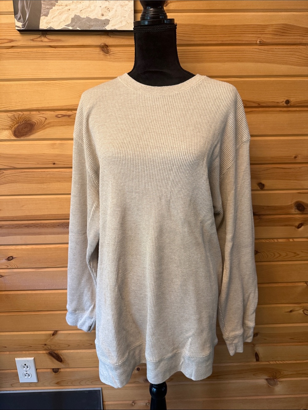 Outdoor Life Cream Waffle Knit Crewneck Sweater